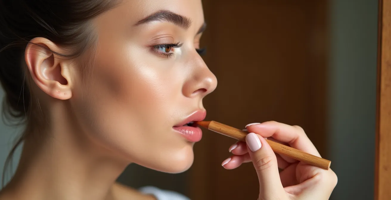 Schritt-für-Schritt Demonstration der Lip Sculpting Technik zur Definition der Lippenkontur.