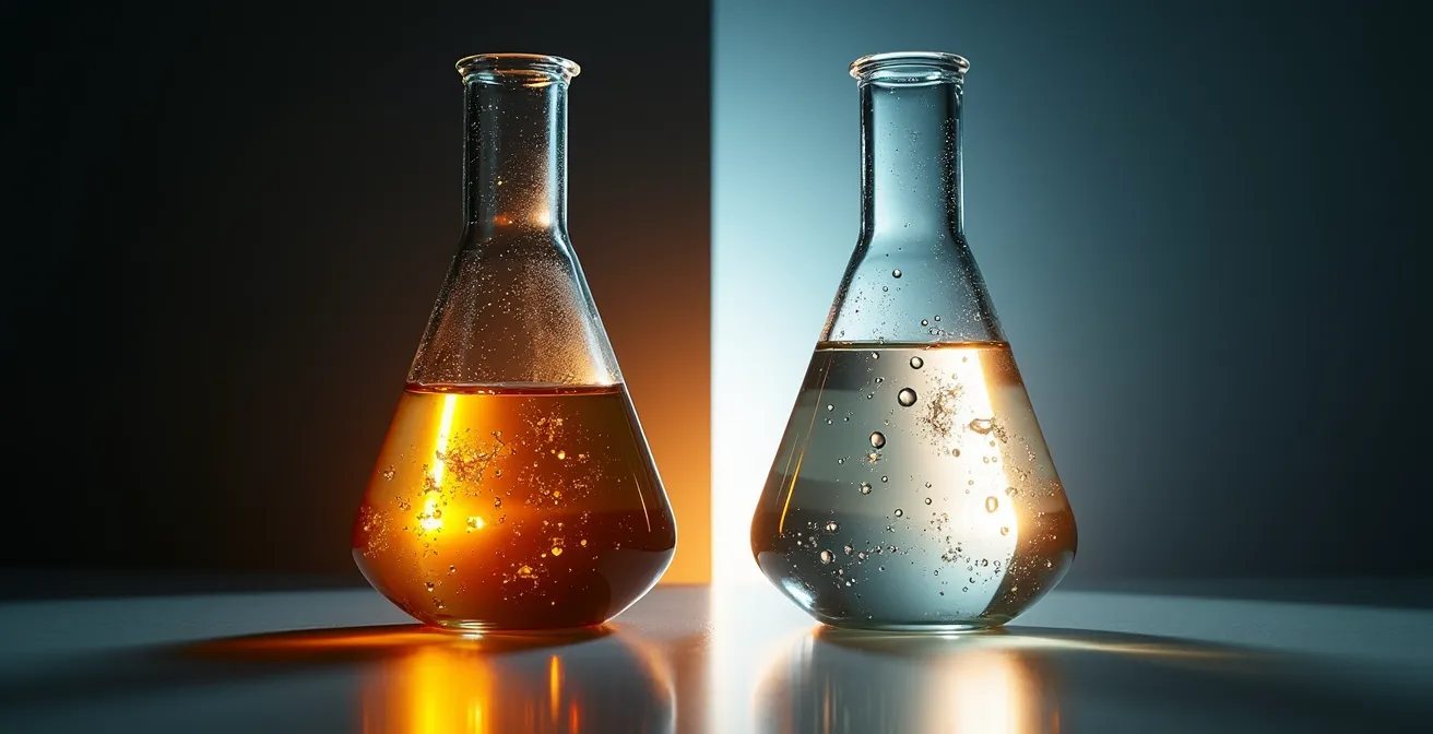 Vergleichsdarstellung von Öl- und Serummolekülen am Haar