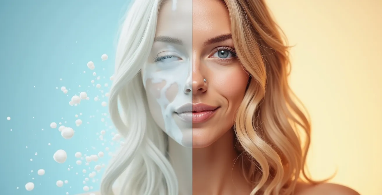 Vergleichsdarstellung von Leave-in und Rinse-out Conditioner Molekülen, die sich auf das Haar legen.