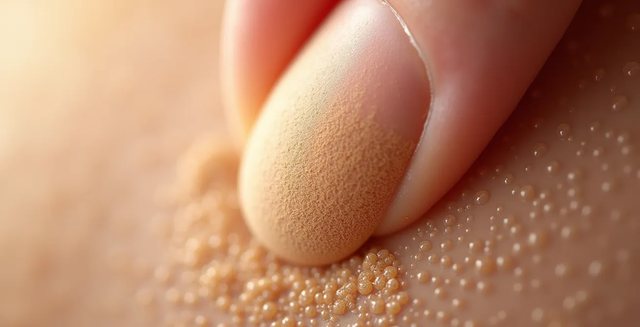 Nahaufnahme der professionellen Foundation-Verblendtechnik mit Beauty-Blender