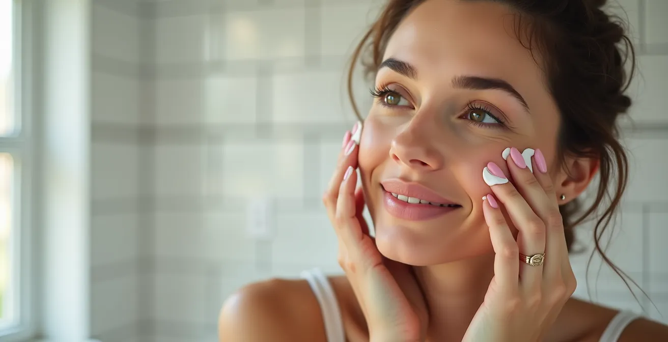 Minimalistische Darstellung der wichtigsten Make-up-Produkte für eine schnelle Routine