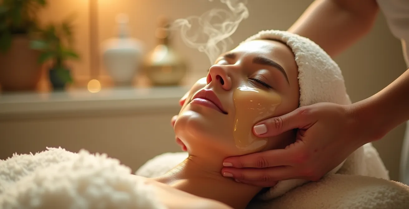 Nahaufnahme der Double Cleansing Öl-Massage-Technik auf der Haut