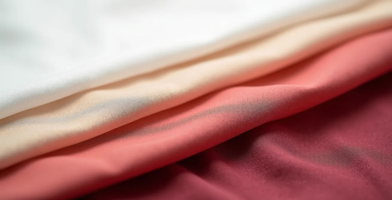 Farbvergleich verschiedener Unterwäschefarben unter weißem Stoff