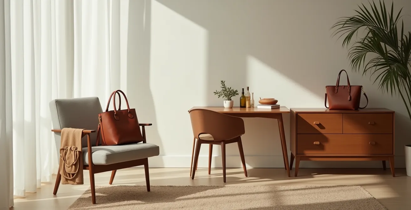 Verschiedene Handtaschentypen für unterschiedliche Alltagssituationen wie Büro, Café und Abendveranstaltung