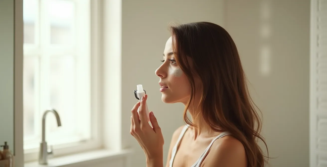 Seitliche Ansicht der korrekten Zonen-Anwendung einer Haarmaske