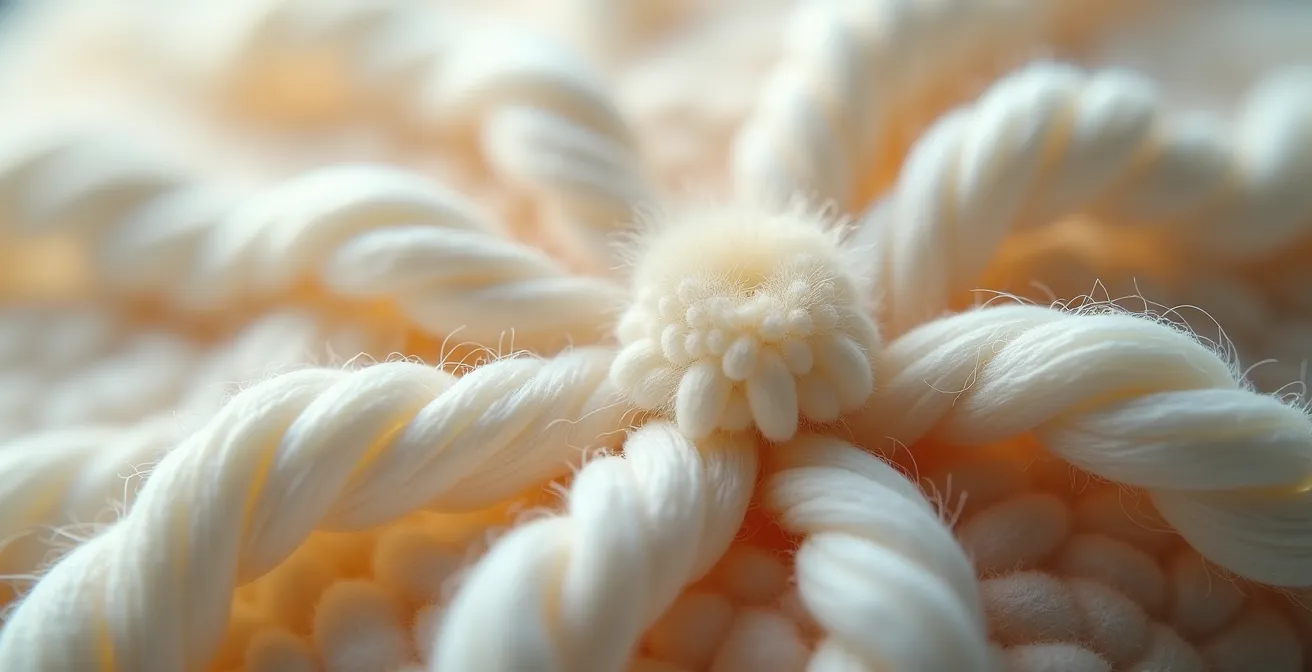 Mikroskopische Aufnahme der schuppigen Merinofaser-Oberfläche