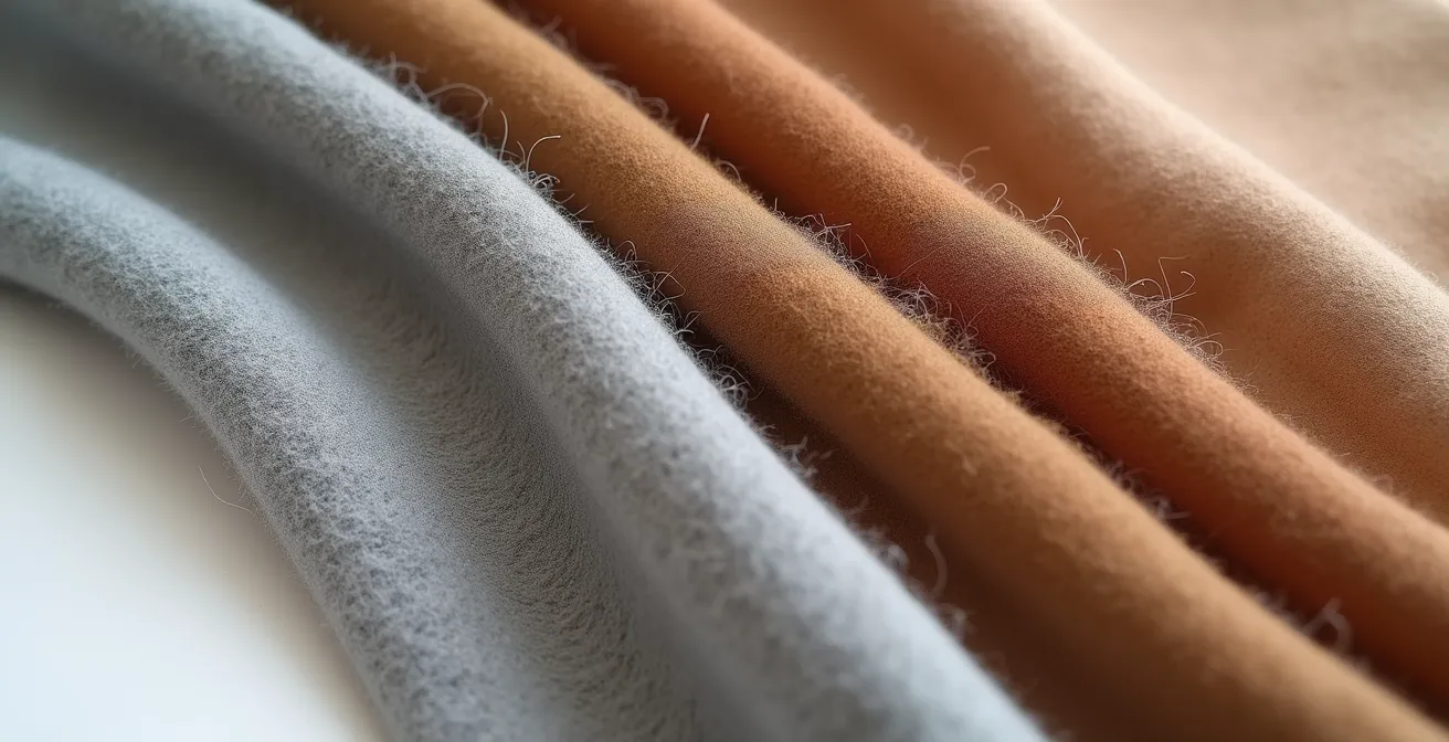 Nahaufnahme verschiedener Hauttöne mit grauen und camelfarbenen Stoffen