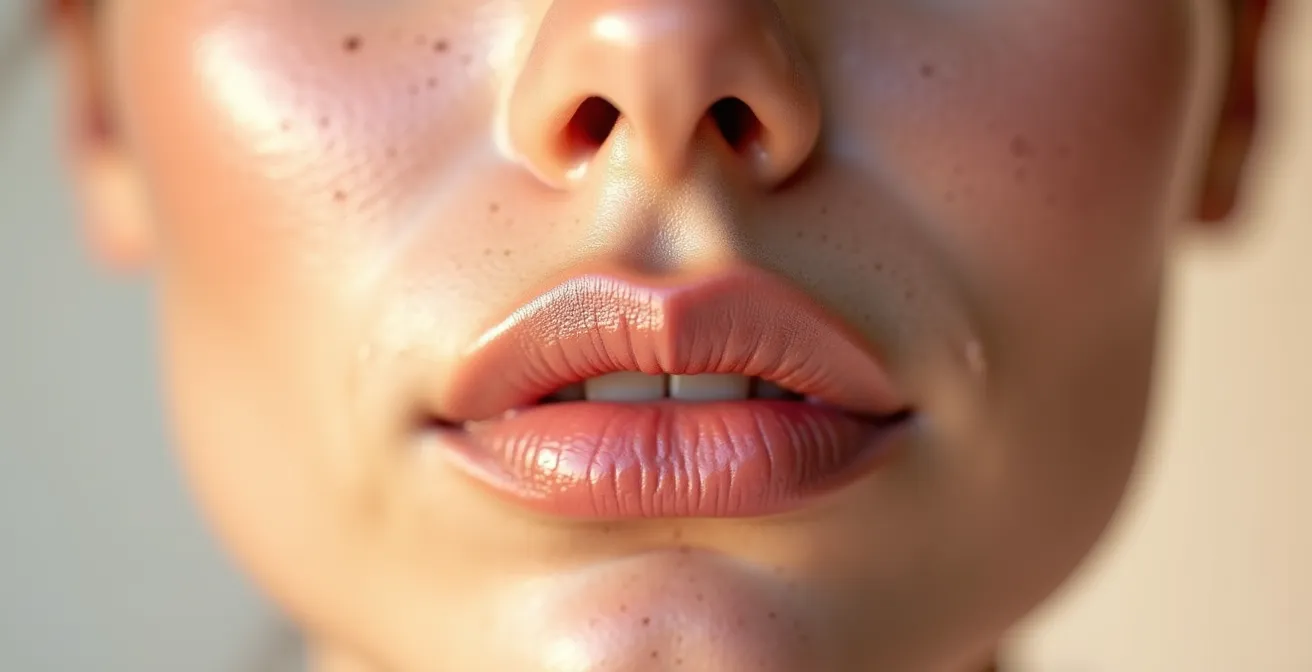 Makroaufnahme von Hautporen mit und ohne Primer-Effekt