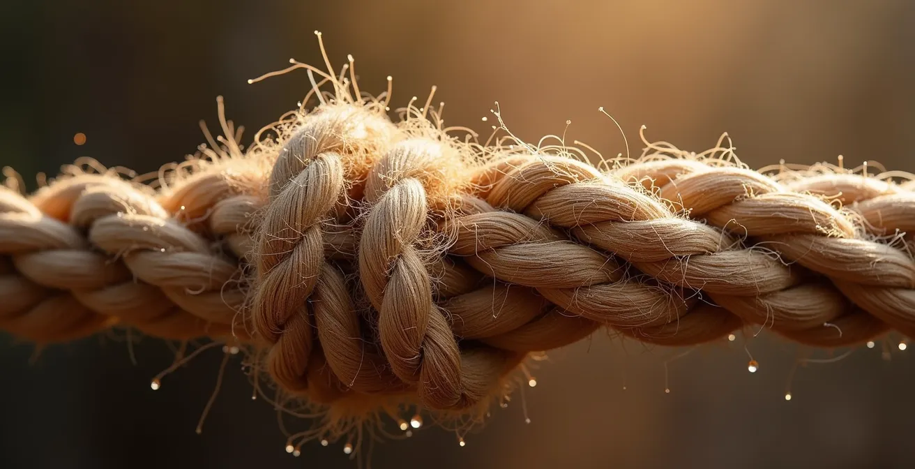 Abstrakte Darstellung von Haarfasern mit Wassertropfen und Proteinmolekülen