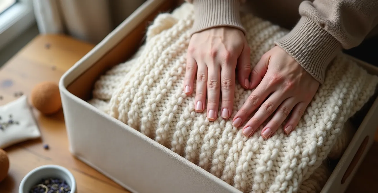 Organisierte Aufbewahrung von Winterkleidung für den Frühlingsübergang