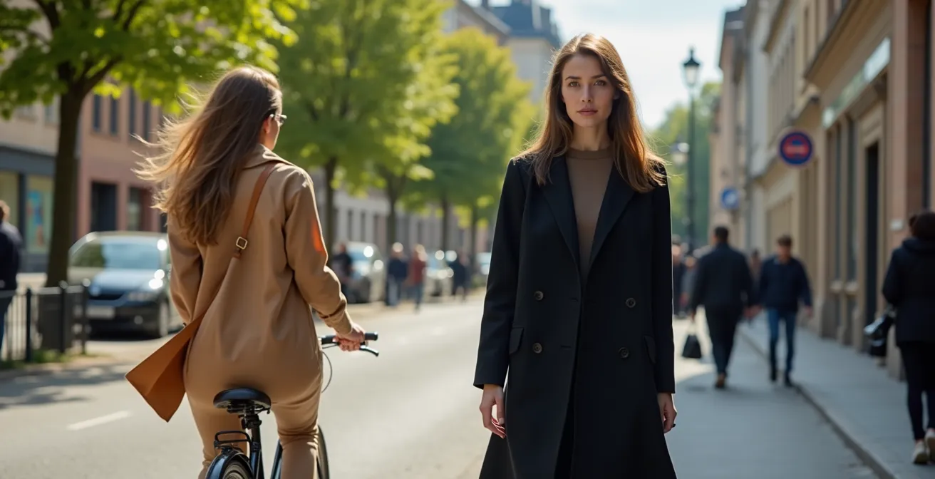 Zwei Frauen repräsentieren unterschiedliche Stiltypen in deutschem Stadtkontext
