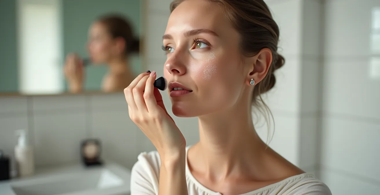 Gesicht mit markierten Highlighter-Zonen, die Unreinheiten umgehen